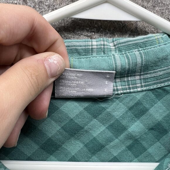 Columbia Shirt Mens Large Green Plaid Button Down Long Sleeve Cotton Outdoor - Picture 5 of 12